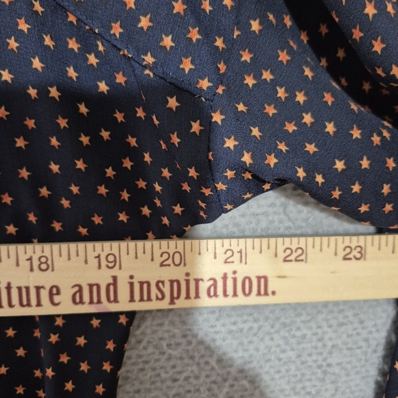 Reset By Jane Women's Button Down Collared Long Sleeves Tie Waist Star Dress M - Picture 6 of 6